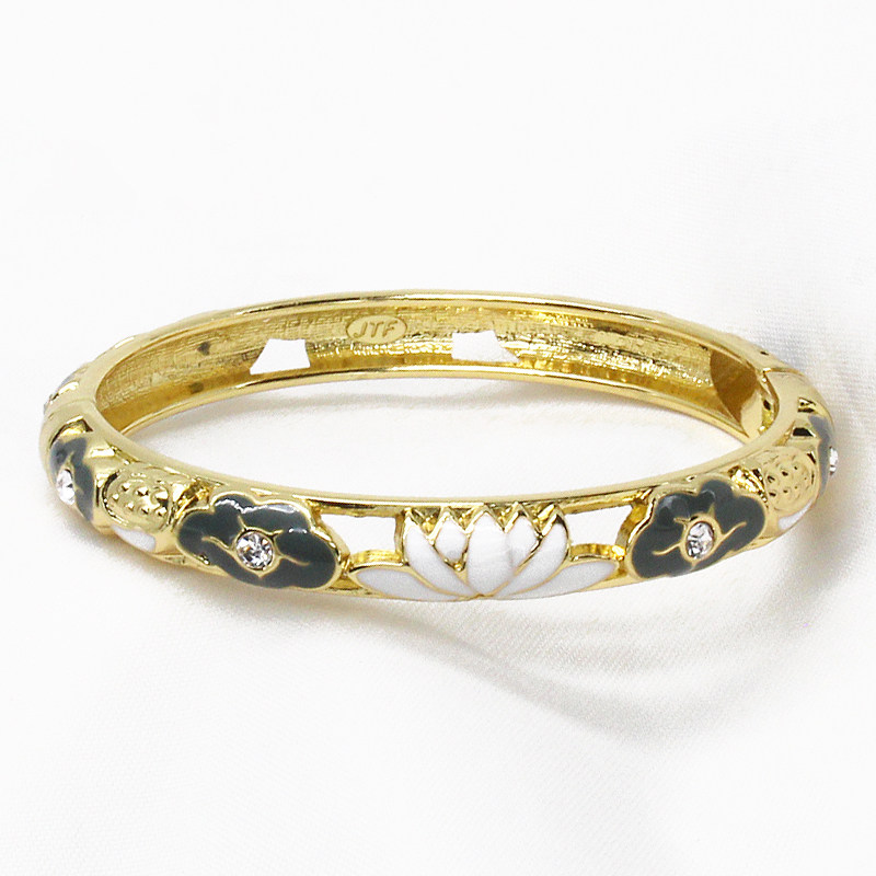 正宗北京景泰蓝珐琅手镯镯子开口镀金简约复古手镯