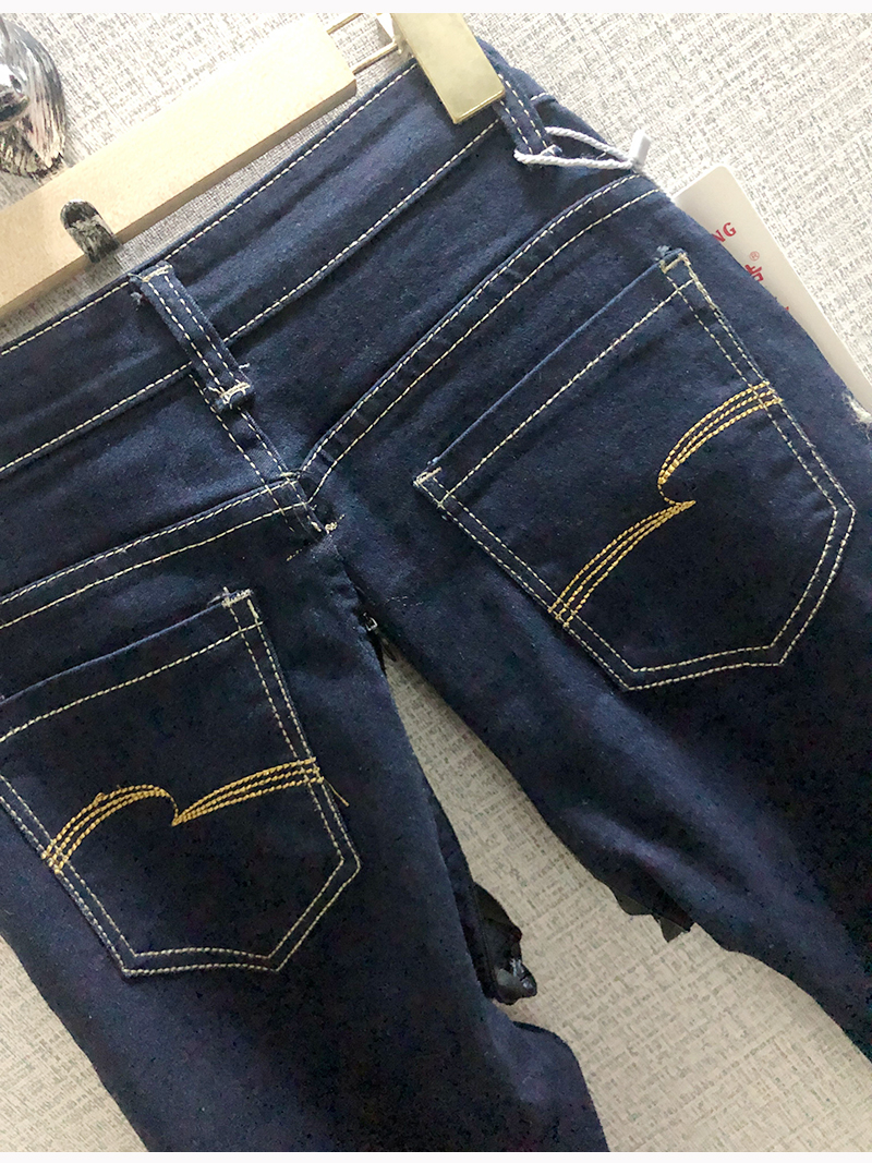 野外隐形拉链开裆直筒牛仔裤女款档部开口战露牛仔裤