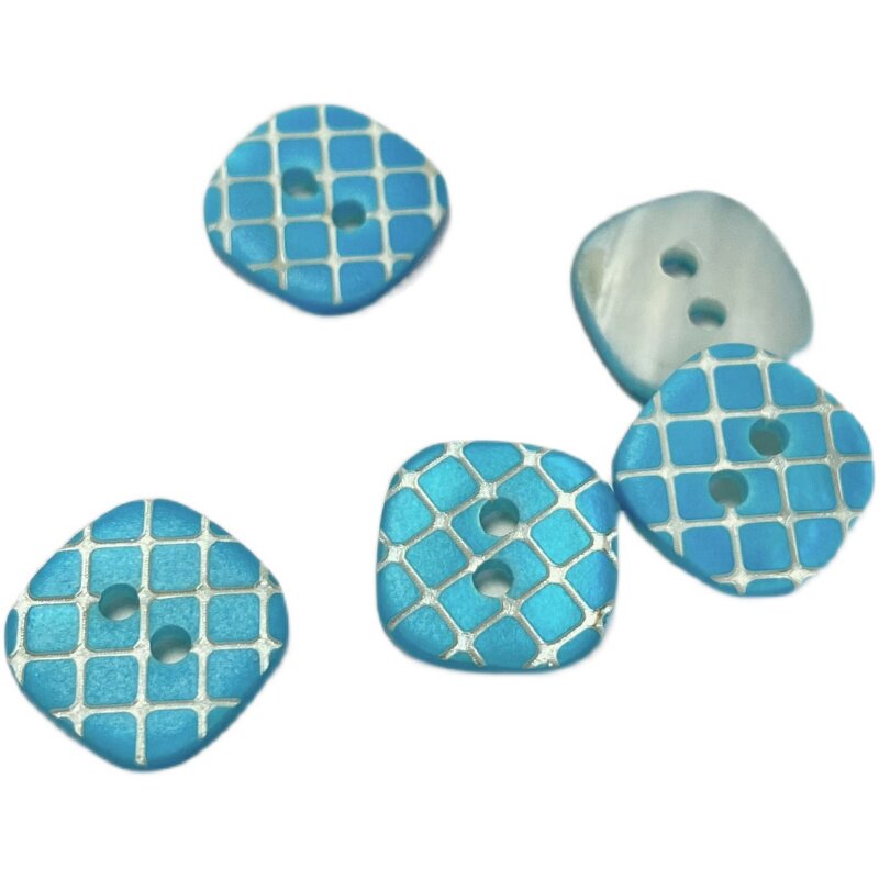 11mmx11mm1颗价英国tg哑光松石石蓝白色菱形纽扣服装纽扣