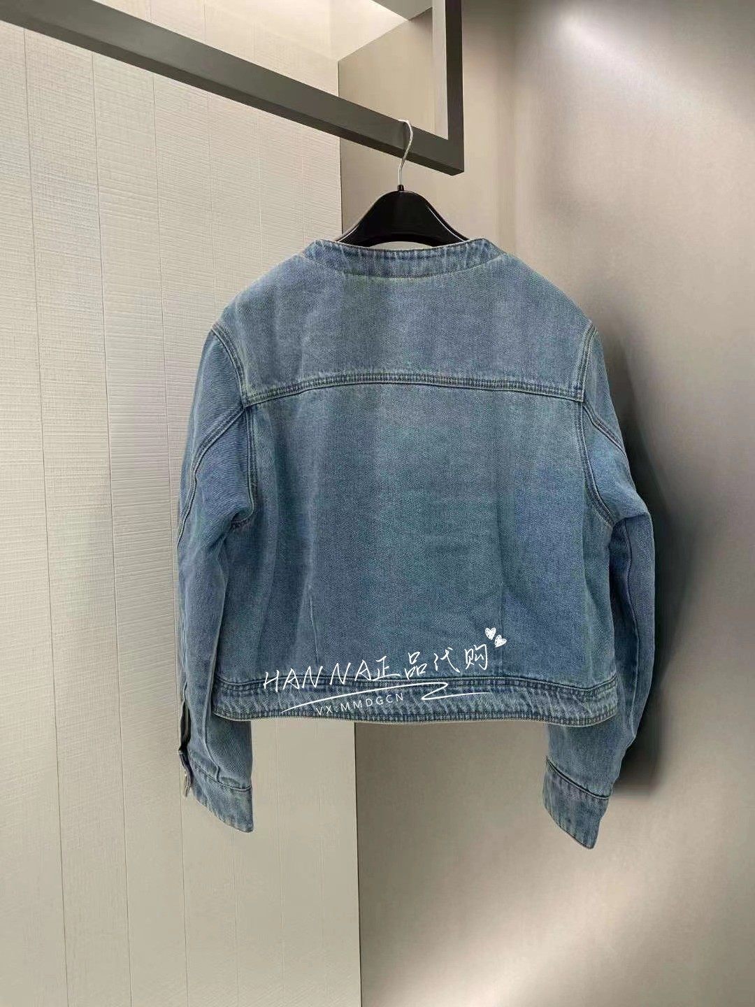 包邮chestercharles2023年春夏圆领金扣牛仔外套hanna短外套