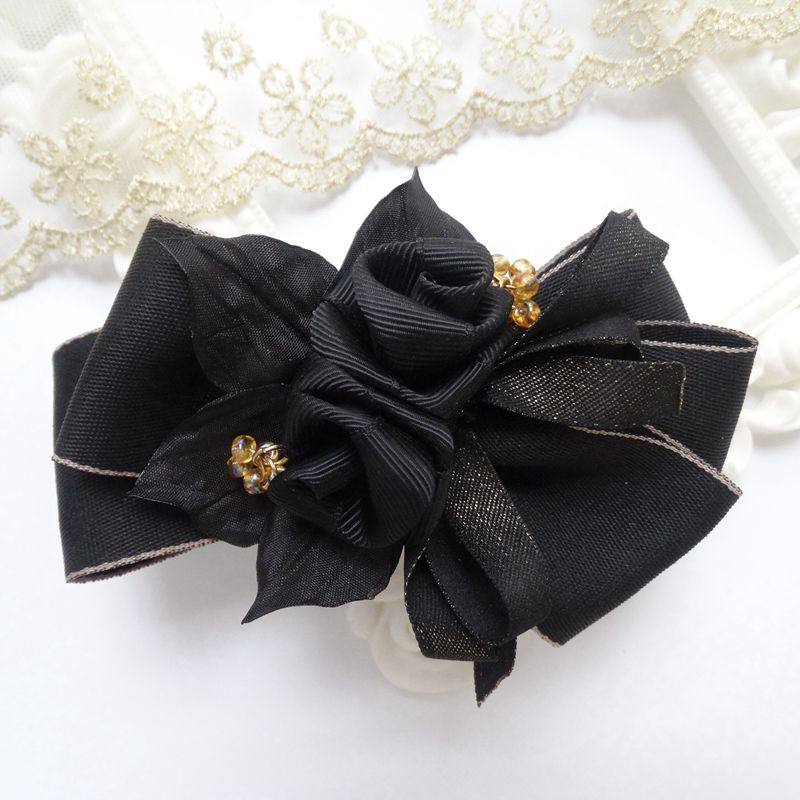 头饰蝴蝶结大号黑色优雅盘发妈妈发卡国超发夹发饰