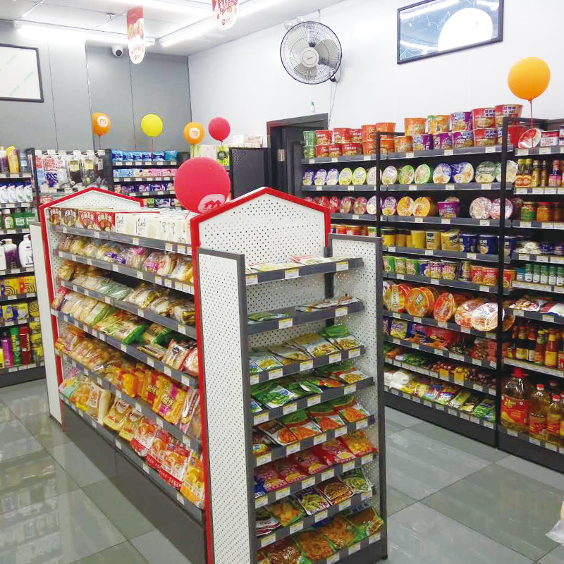 美宜佳便利店超市货架五金配件层板挂钩隔板灰色展示架超市货架