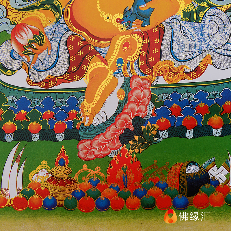 唐卡装饰画西藏藏式莲花花生大士绿度母黄财神现代装饰画