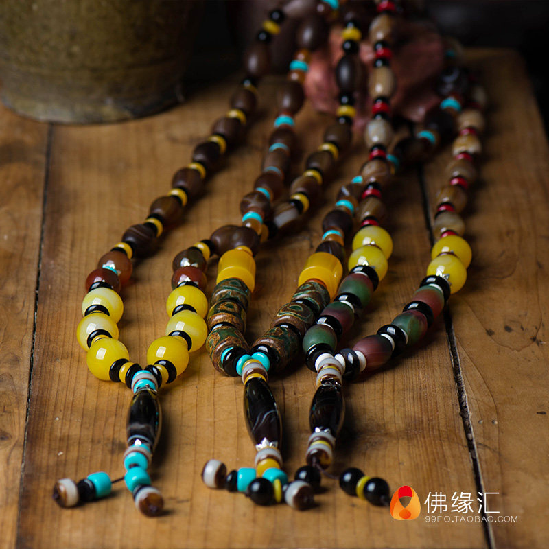 藏式吊坠藏族饰品民族风缠丝玛瑙念珠佛珠毛衣链项链坠子