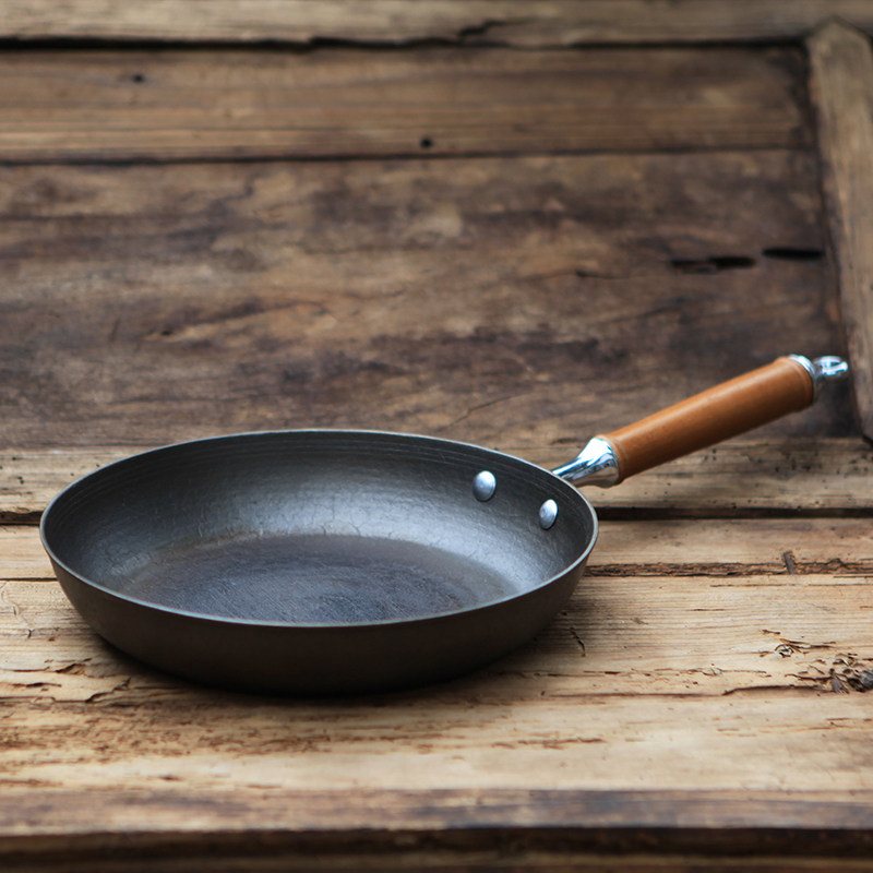 中号炒锅传统手工加厚圆底生铁老式铁锅家用炒锅