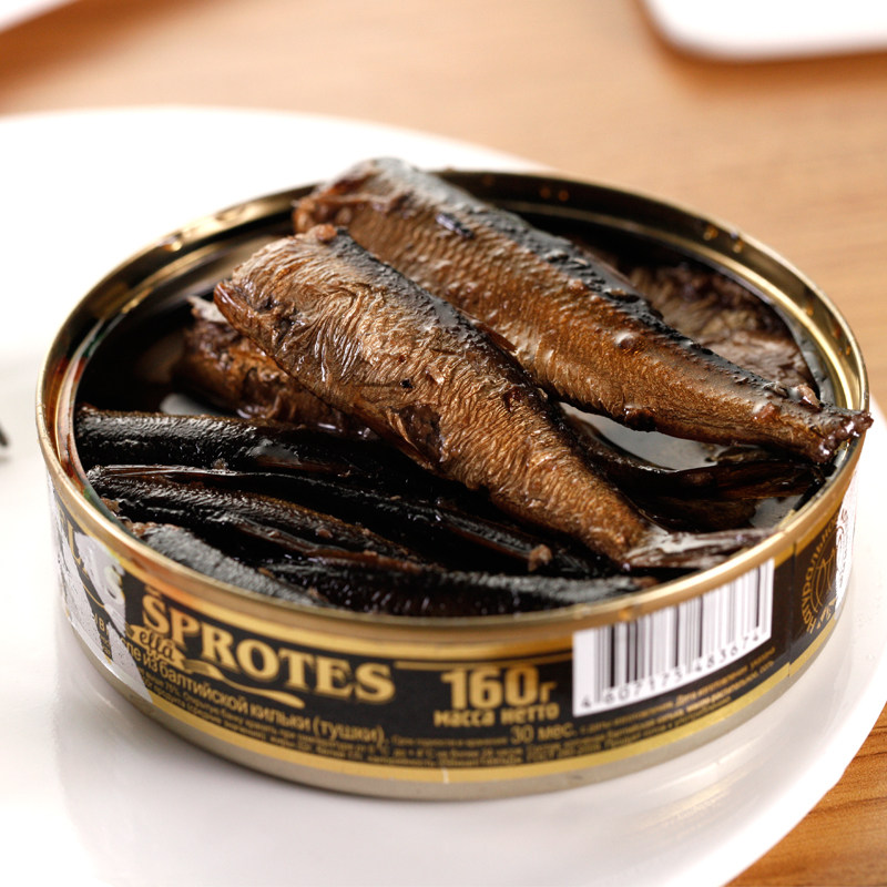 罐头俄罗斯原装进口鲱鱼熏制油浸沙丁鱼波罗海鱼美味鱼类罐头