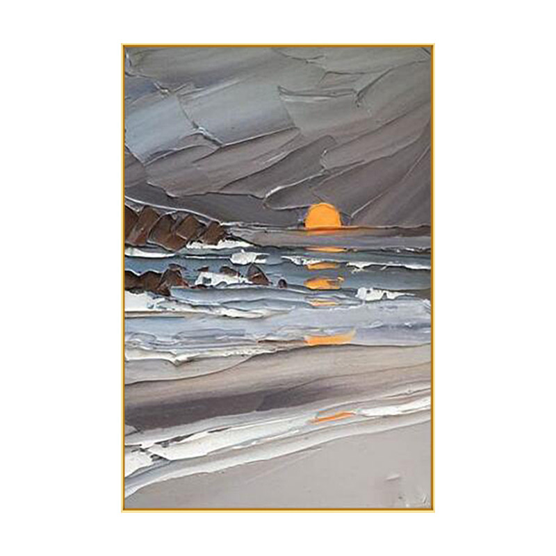 手绘油画日出风景画抽象象厚肌理立体画现代简约入户油画