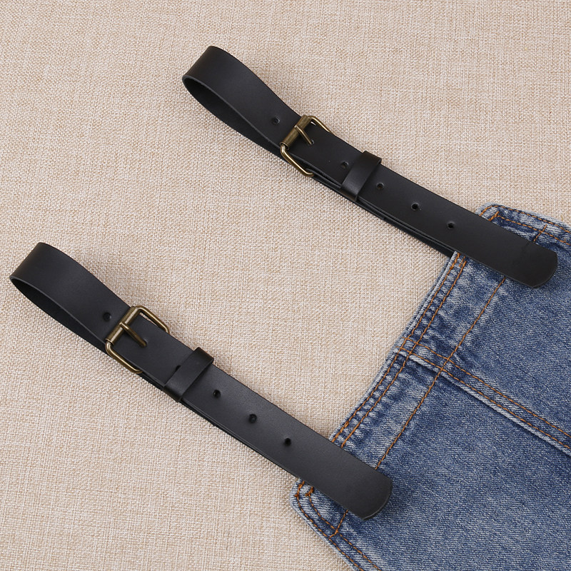 牛仔背带裤上的带子 一对 真皮牛皮耐用2.5厘米宽背带裙替换肩带