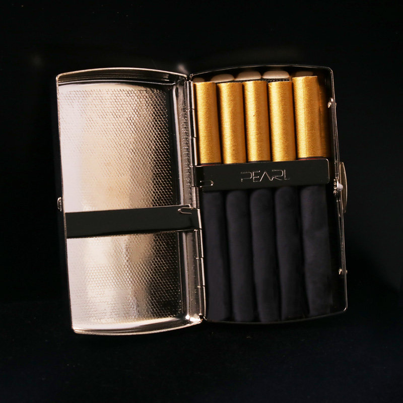 烟盒日本进口pearl坪田手卷短款银色雕花10支烟盒