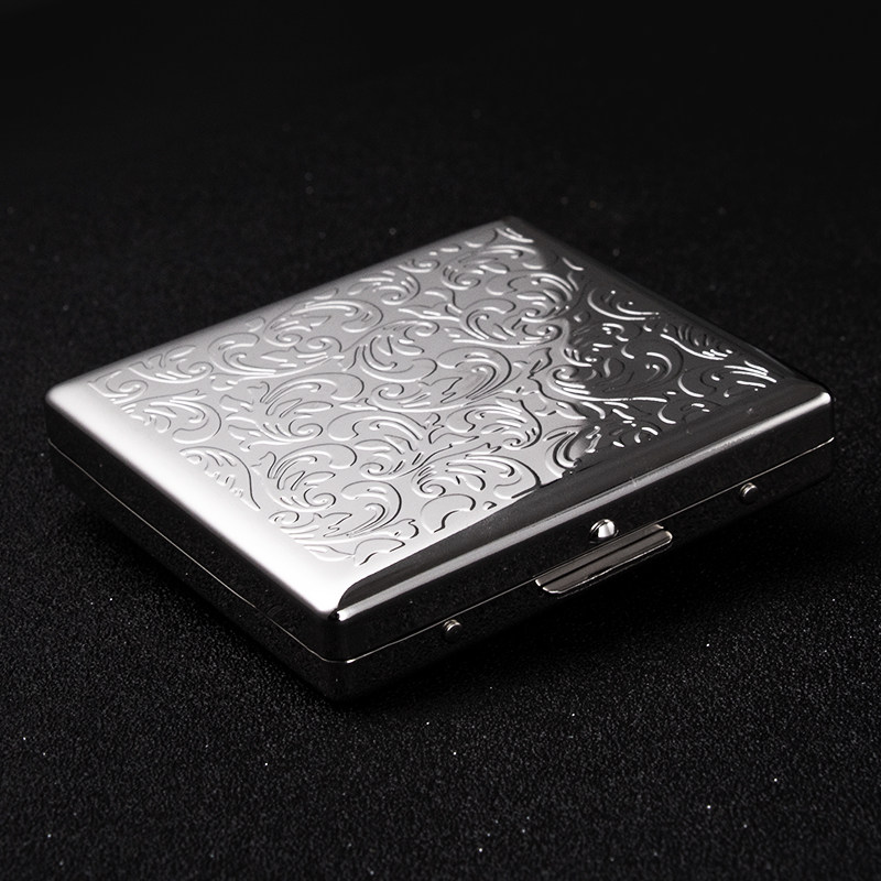 日本pearl坪田明珠烟盒手卷卷烟唐草雕花小巧烟盒