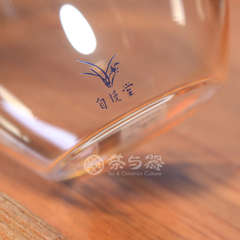 台湾自慢堂新款玻璃公道杯分茶器琥珀边无把茶盅公杯茶海功夫茶具