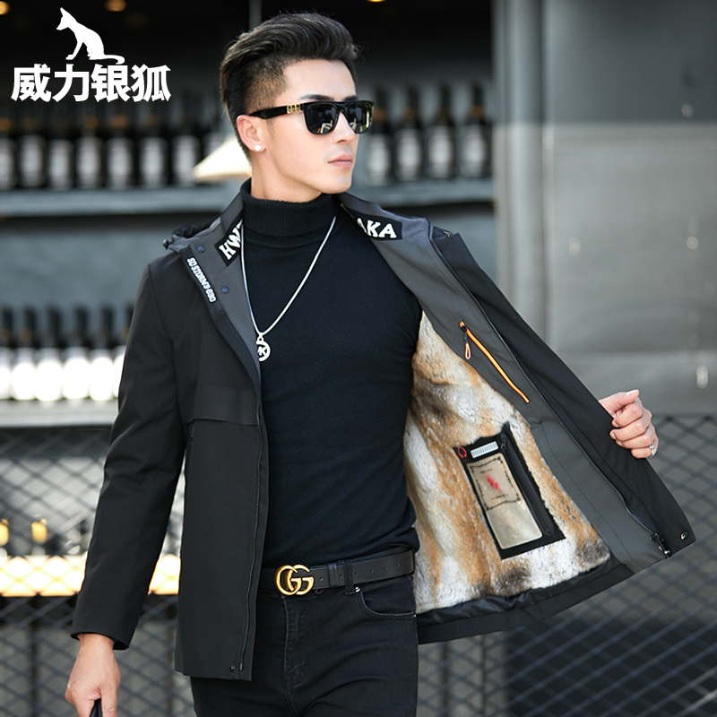 派克服大衣皮毛一体男士短款海宁水貂内胆貂皮尼克服新款皮草外套