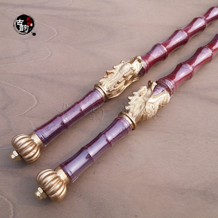 武术实心龙头木鞭双鞭双锏打神鞭梨木榉木竹节更多武术装备