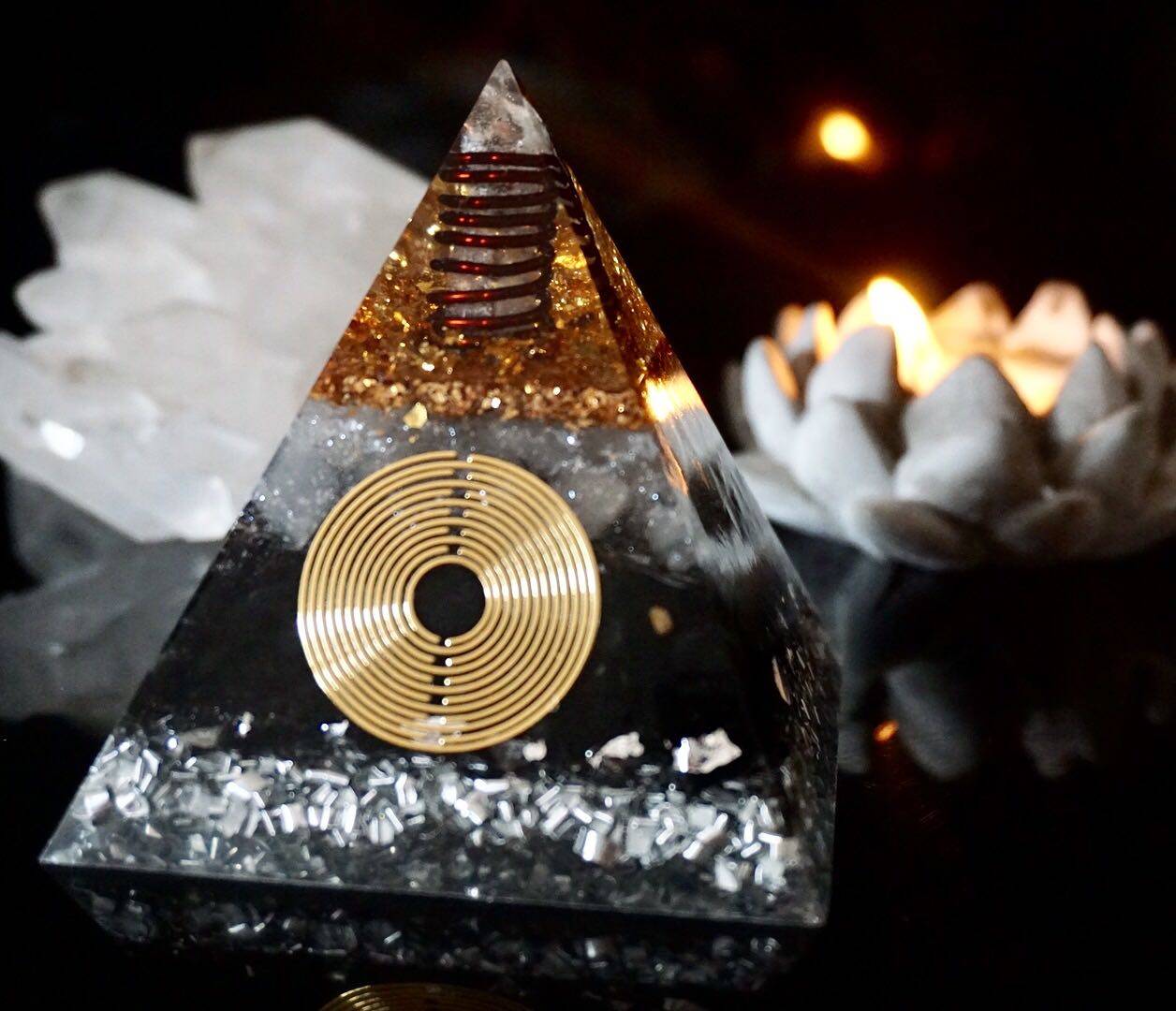 水晶奥罡奥根能量金字塔灵气瑜伽脉轮螺旋螺旋线摆件