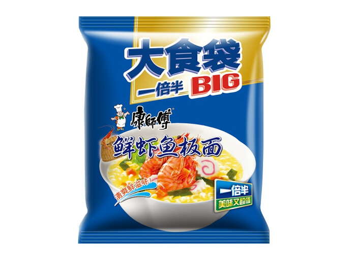康师傅方便面大食袋鲜虾板面袋装葱香排骨面袋面老冲泡方便面