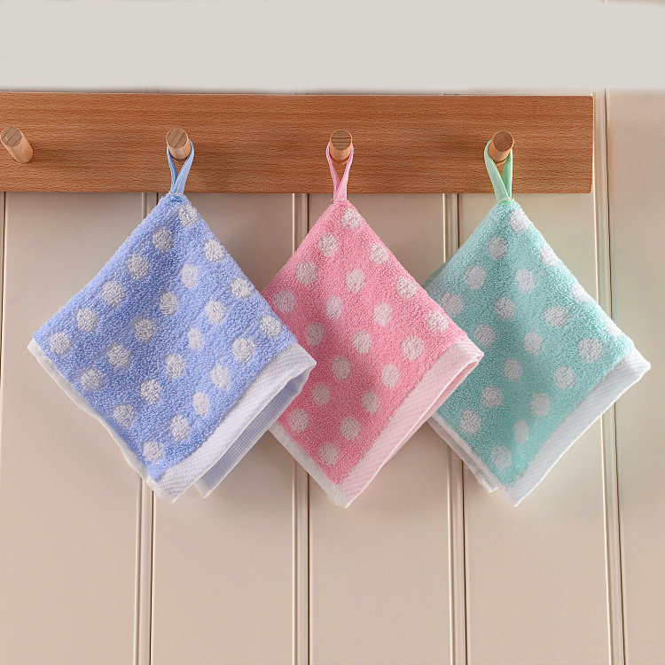 毛巾10条中间加绳纯棉幼儿园加挂绳钩手巾素色毛巾