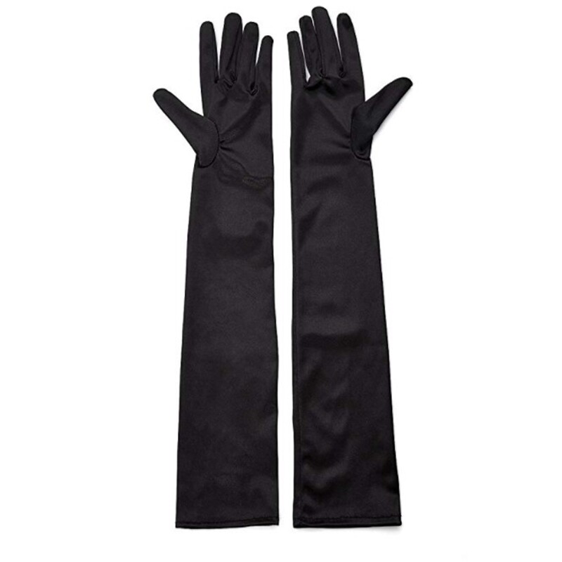 薄长款性感跳舞派对黑白手套女缎面防优雅新娘手套