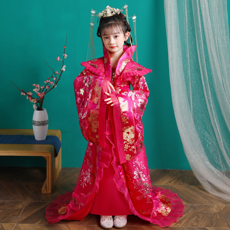 儿童古装皇后服装女童宫廷汉服拖尾中国国风儿童礼服