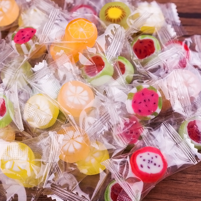乐语家水果切片糖 手工创意切片糖 水果味硬糖婚庆喜糖糖果500g袋