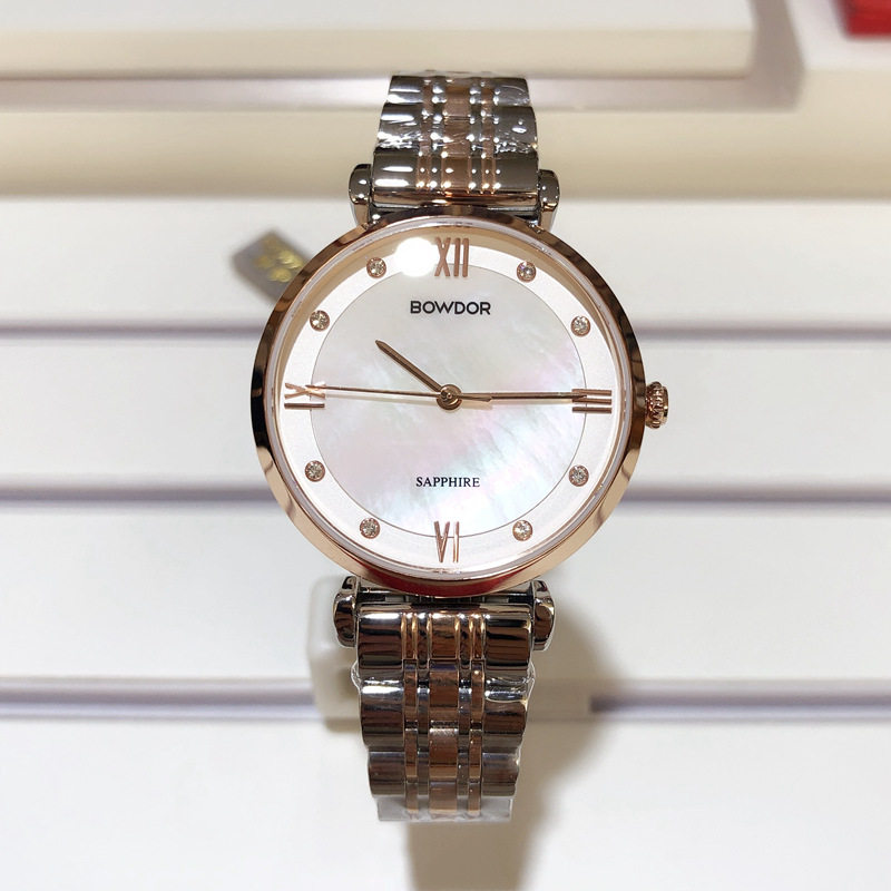 宝舵手表正品时尚款大表盘间金石英表镶钻防水国产腕表