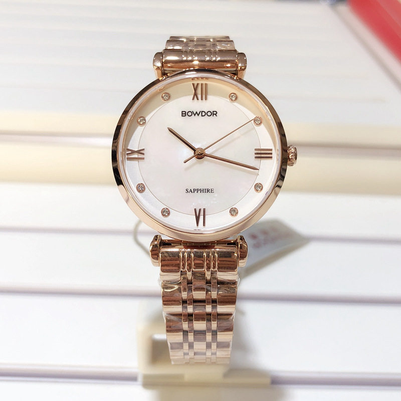 宝舵手表正品时尚款大表盘间金石英表镶钻防水国产腕表