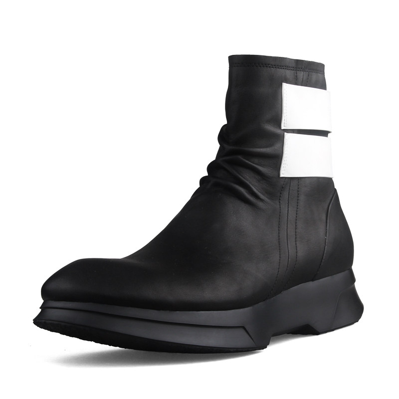 奈瑟高街撞色高帮鞋机能风男松糕厚底休闲鞋增高高帮鞋