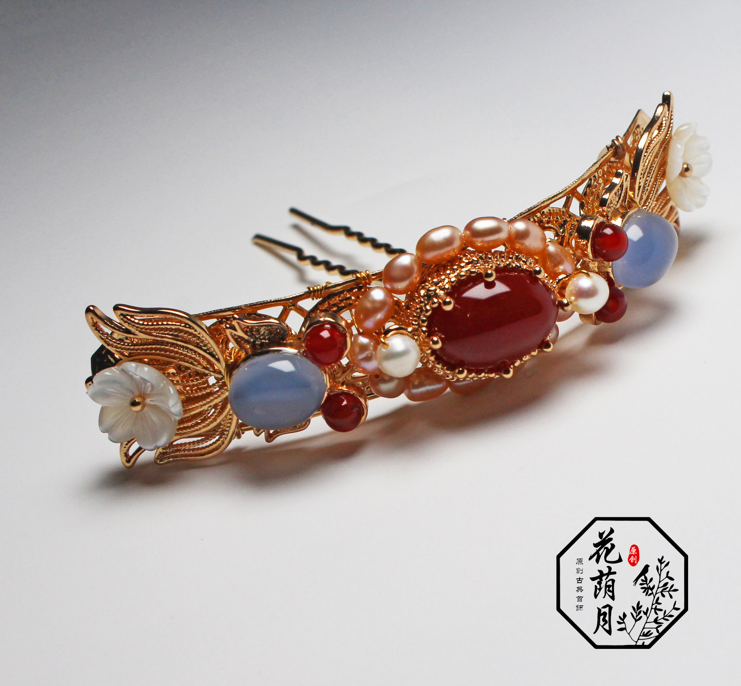 明制金翘暖玛瑙金鱼小巧灵气发钿汉服配饰发饰发饰