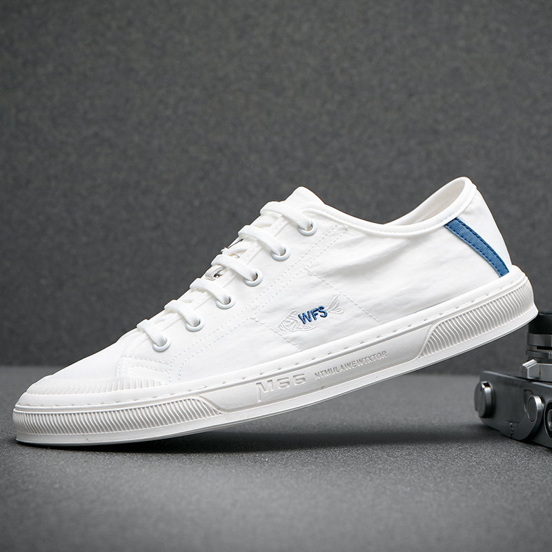 2022欧洲站男小白鞋新款夏季帆布鞋透气板鞋潮流休闲鞋冰丝布鞋男