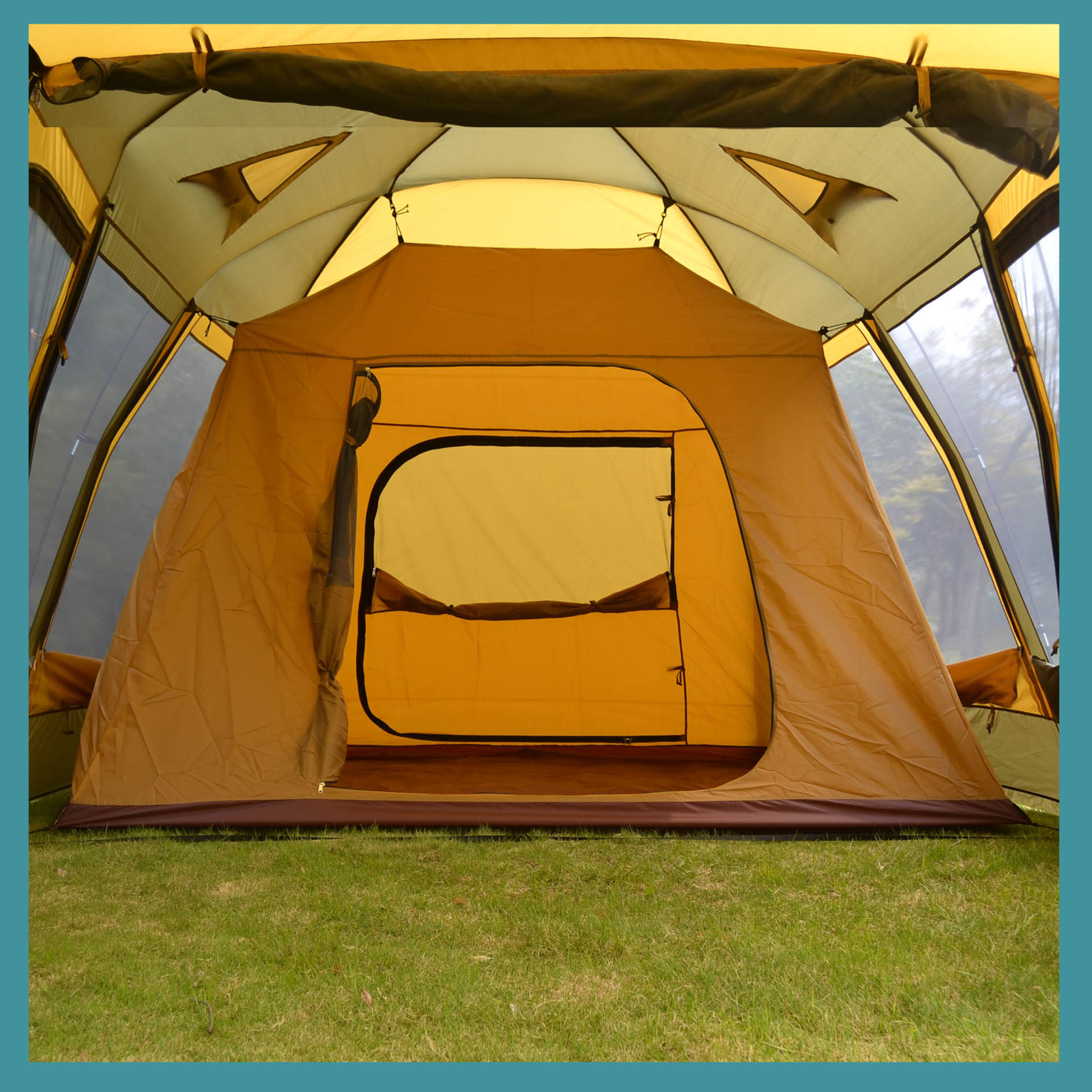 户外家庭套装防雨露营野外空间一厅234人二室露营