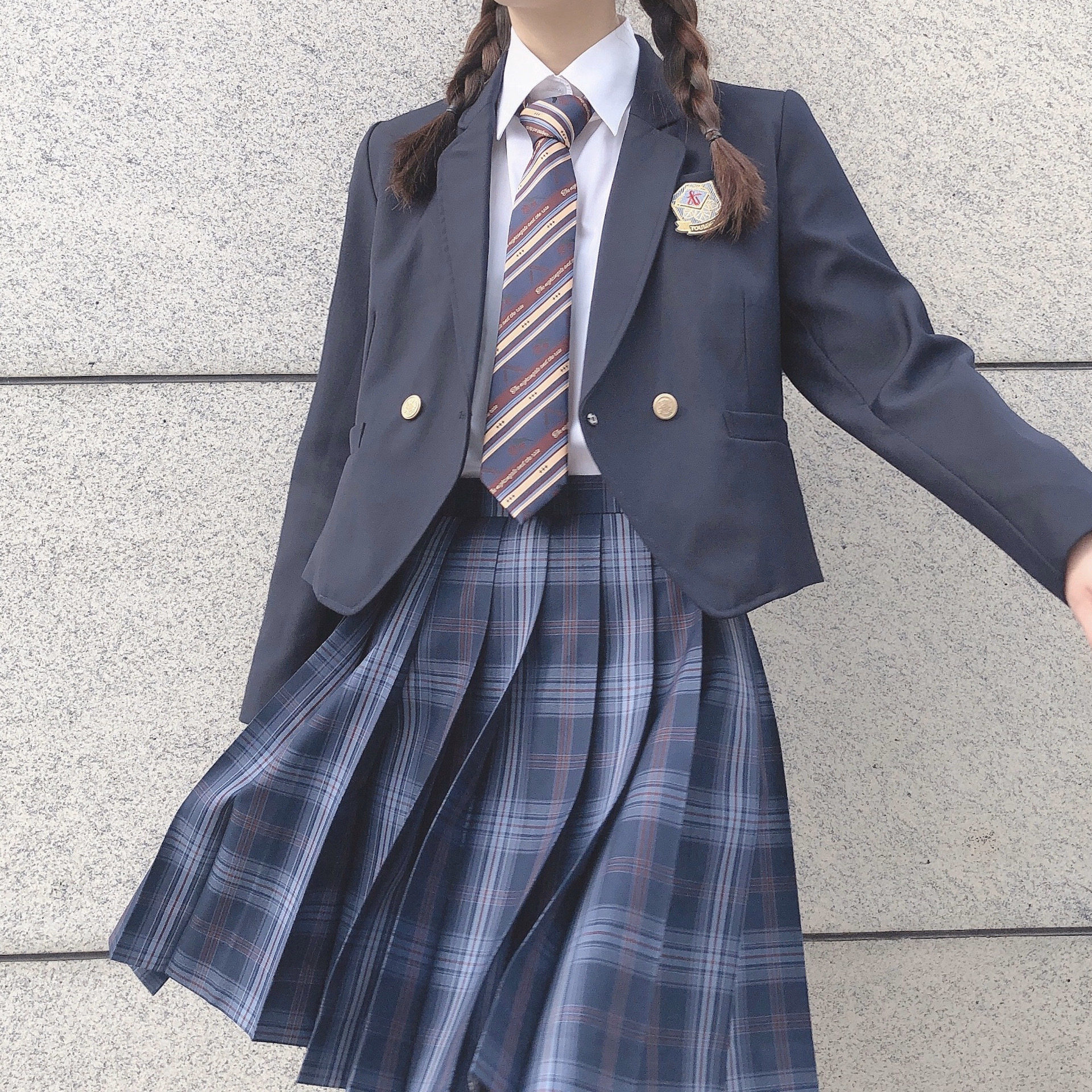 夜莺玫瑰少女选修课原创jk格裙深蓝校供夏季jk