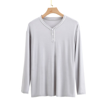 ເສື້ອຍືດຜູ້ຊາຍແຂນຍາວ Modal bottoming shirt ພາກຮຽນ spring ແລະ summer ບາງສີແຂງພາຍໃນ pajama top v-neck ເສື້ອທີເຊີດທີ່ເປັນມິດກັບຜິວຫນັງ
