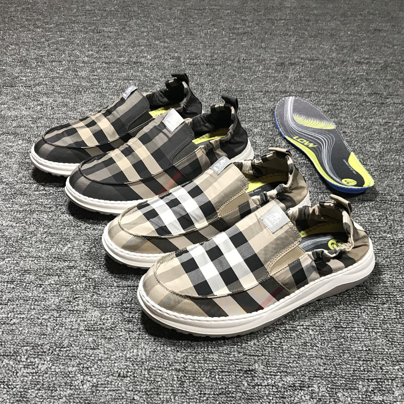 男士帆布鞋夏季新款软底透气休闲鞋格子布鞋懒人一脚蹬豆豆鞋潮