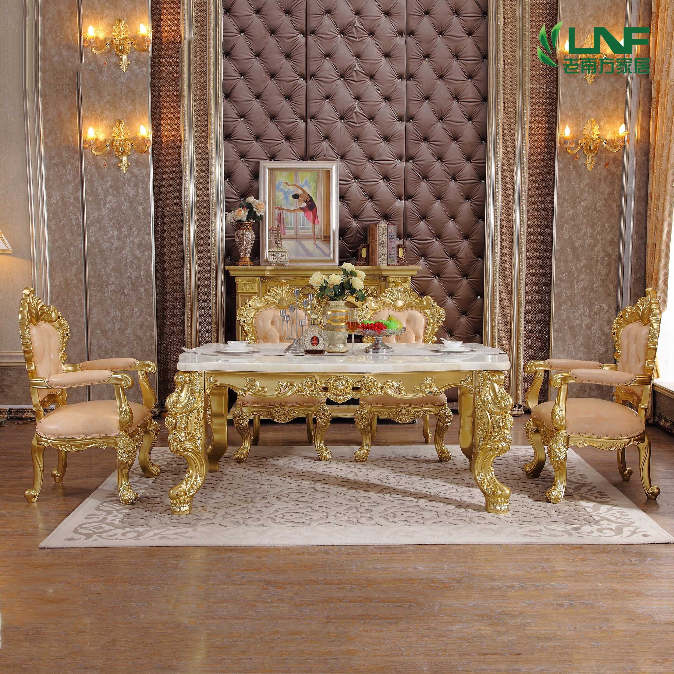 欧式实木餐桌桌椅组合法式宫廷会议桌饭桌豪华大理石餐桌