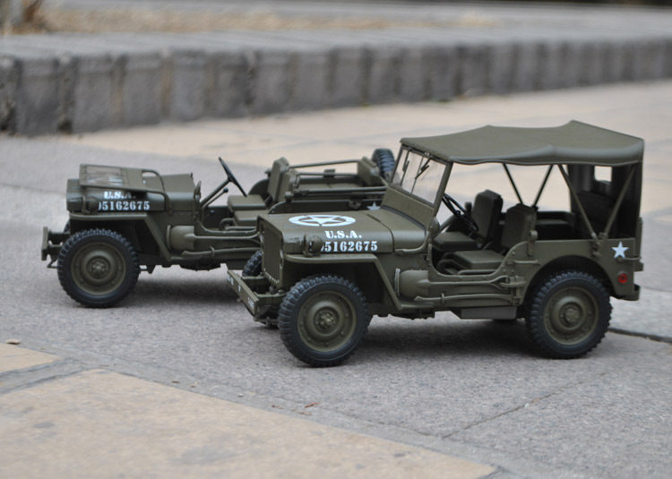 威利jeep1:18威利斯吉普车模型二战越野车仿真合金汽车模型收藏-图1