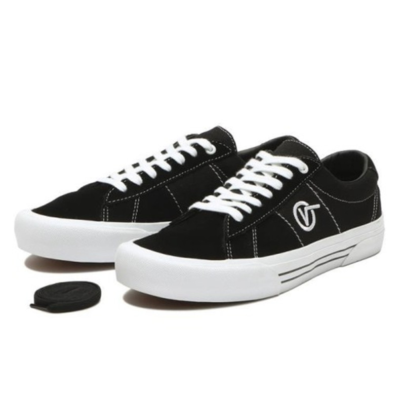 白菜vanssidpro黑白翻毛帆布低帮耐磨减震板鞋