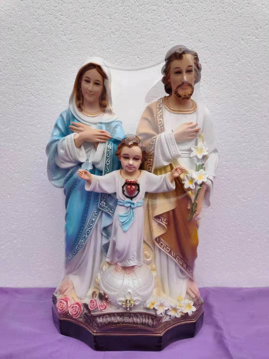 进口天主教圣像天主教圣物树脂越南进口圣家三口50cm