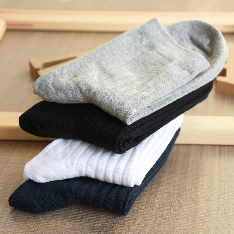 男士中筒纯棉男袜秋冬季全棉加厚保暖棉袜商务短袜