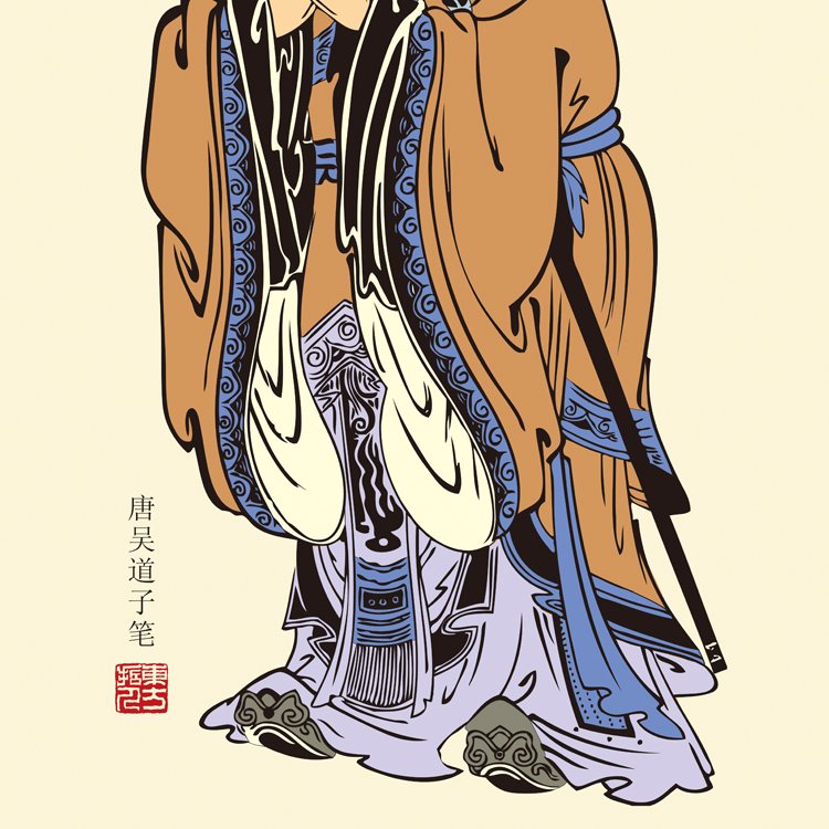 孔子行教挂画学堂书房装饰卷轴圣人孔夫子丝绸国画