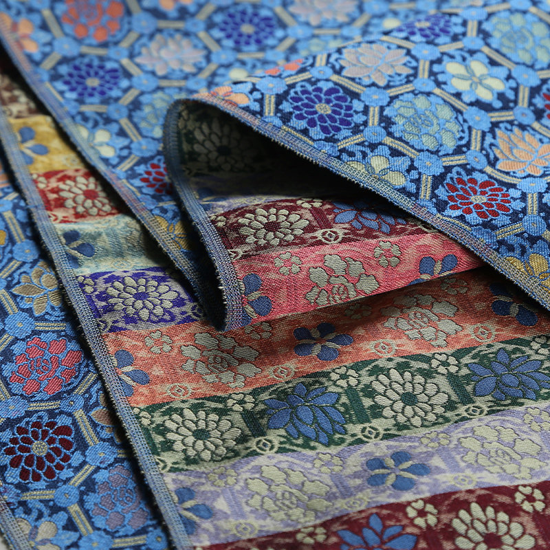 江南丝绸新品真丝宋锦龟背花骨朵老料传承布料海绵垫