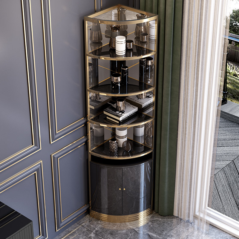 简约现代多功能餐边柜墙角镀金不锈钢边角客餐厅角落直角客厅酒柜