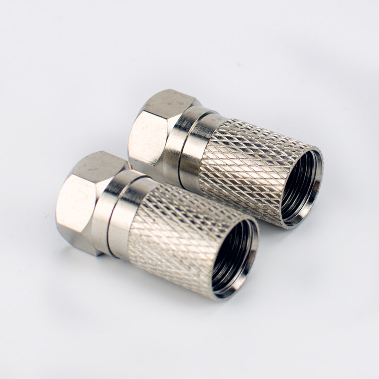 自紧接头公制有线电视线螺纹757同轴全铜屏蔽f头