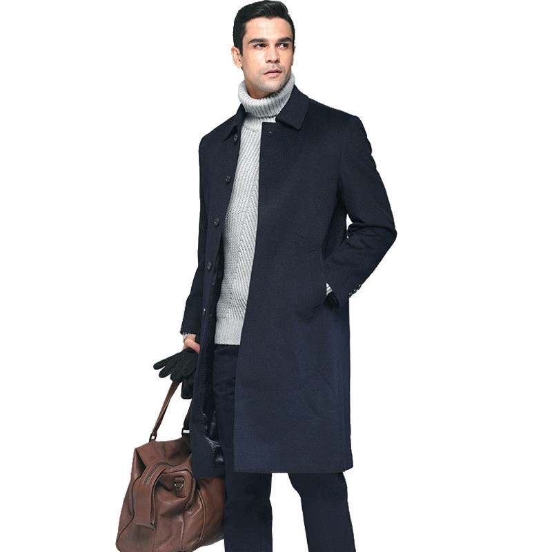 松鹰秋冬新款羊毛大衣男士休闲中长毛呢外套毛呢大衣