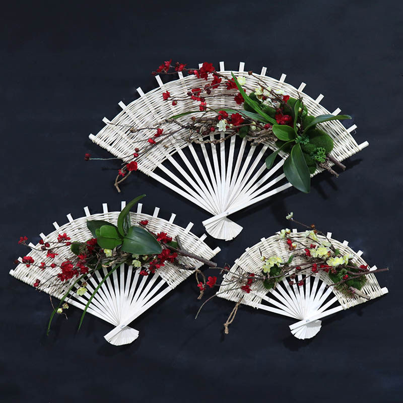 花艺仿真扇子扇面东方式墙面装饰家居饰品壁饰