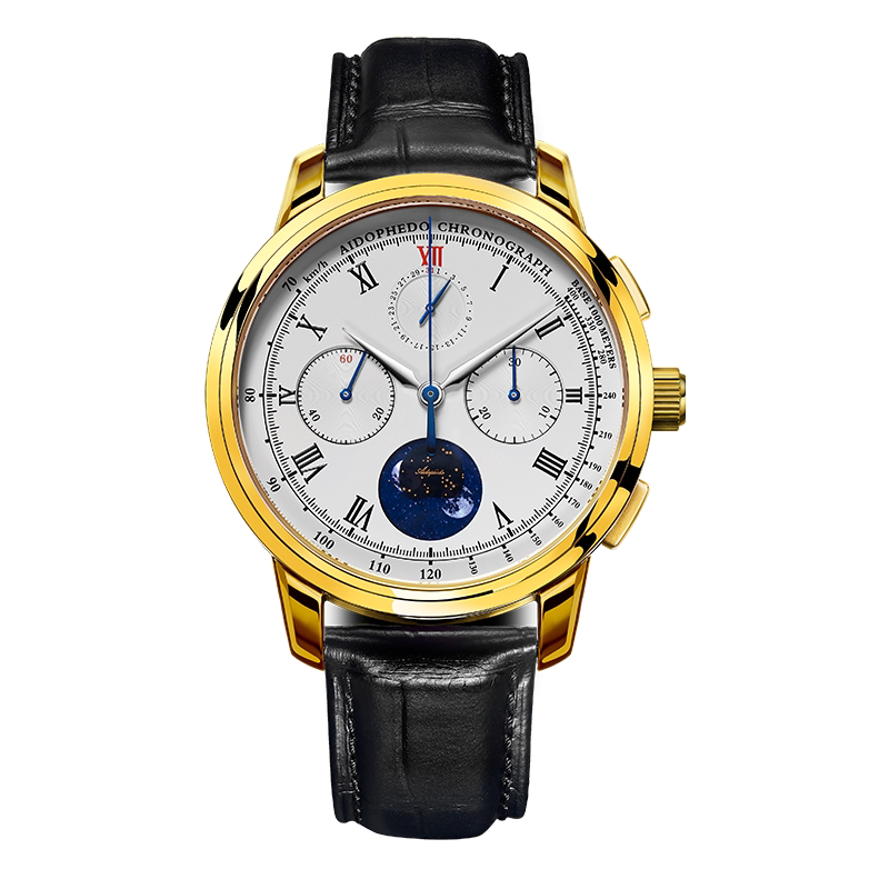 衔尾蛇aidophedo计时码表st1908月相日历机械表男表国产腕表