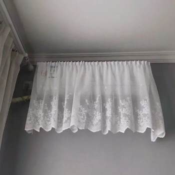 ສີຂາວທີ່ສວຍງາມປະເທດເຄິ່ງ curtain ສັ້ນ curtain ເຮືອນຄົວປະຕູ curtain bay window bookcase cover ugly hole-free Velcro gauze curtain