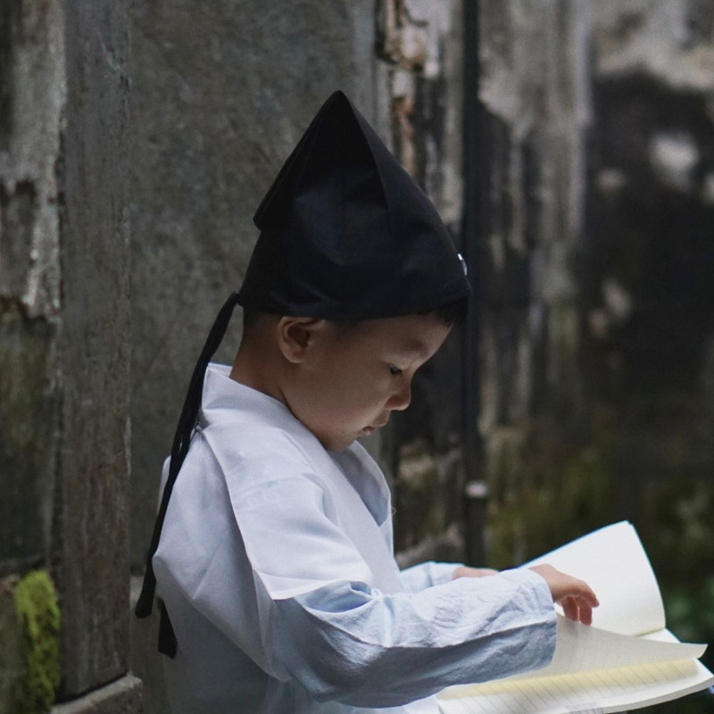 汉服宝宝书童国学风帽古风秀才宝宝秀帽子书生帽子