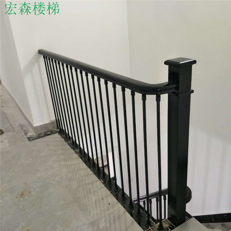 定制别墅铁艺立柱室内现代简约楼梯扶手实木护栏整体楼梯