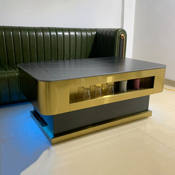 ຜູ້ຜະລິດ custom bar ktv special coffee table box light luxury stainless steel table wine table slate table club