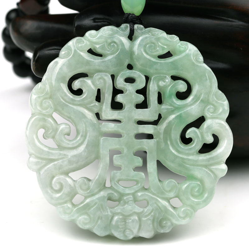 翡翠雕花福禄寿吊坠男女女款镂空花件福寿挂件颈饰