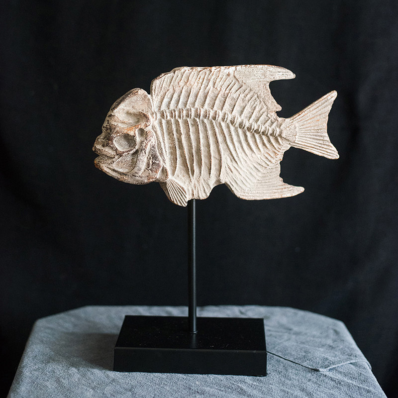 掬涵史前化石系列鱼骨艺术装饰摆件复古文艺摆件
